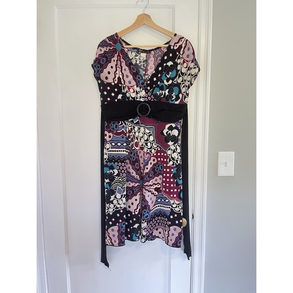 Vintage Volume One Geometric Floral Dress 90s Retro Bold Statement 8 - Picture 2 of 10